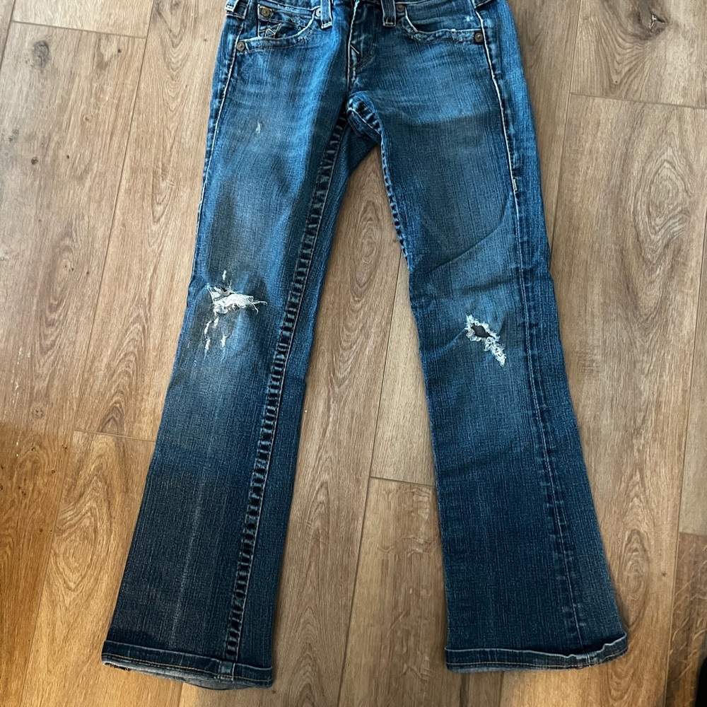 True Religion Dark Blue Distressed Jeans - Picture 3 of 6